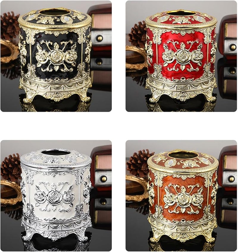 صندوق مناديل زخرفي مطلي بالمينا البيضاء لتنظيم طاولة المطبخ وغرفة المعيشة - Image 4